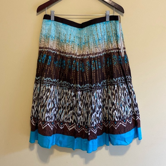 Spanner Cotton Pleated Knee Length Skirt Boho A-line Boho Hippie Festival Blue - Picture 1 of 12